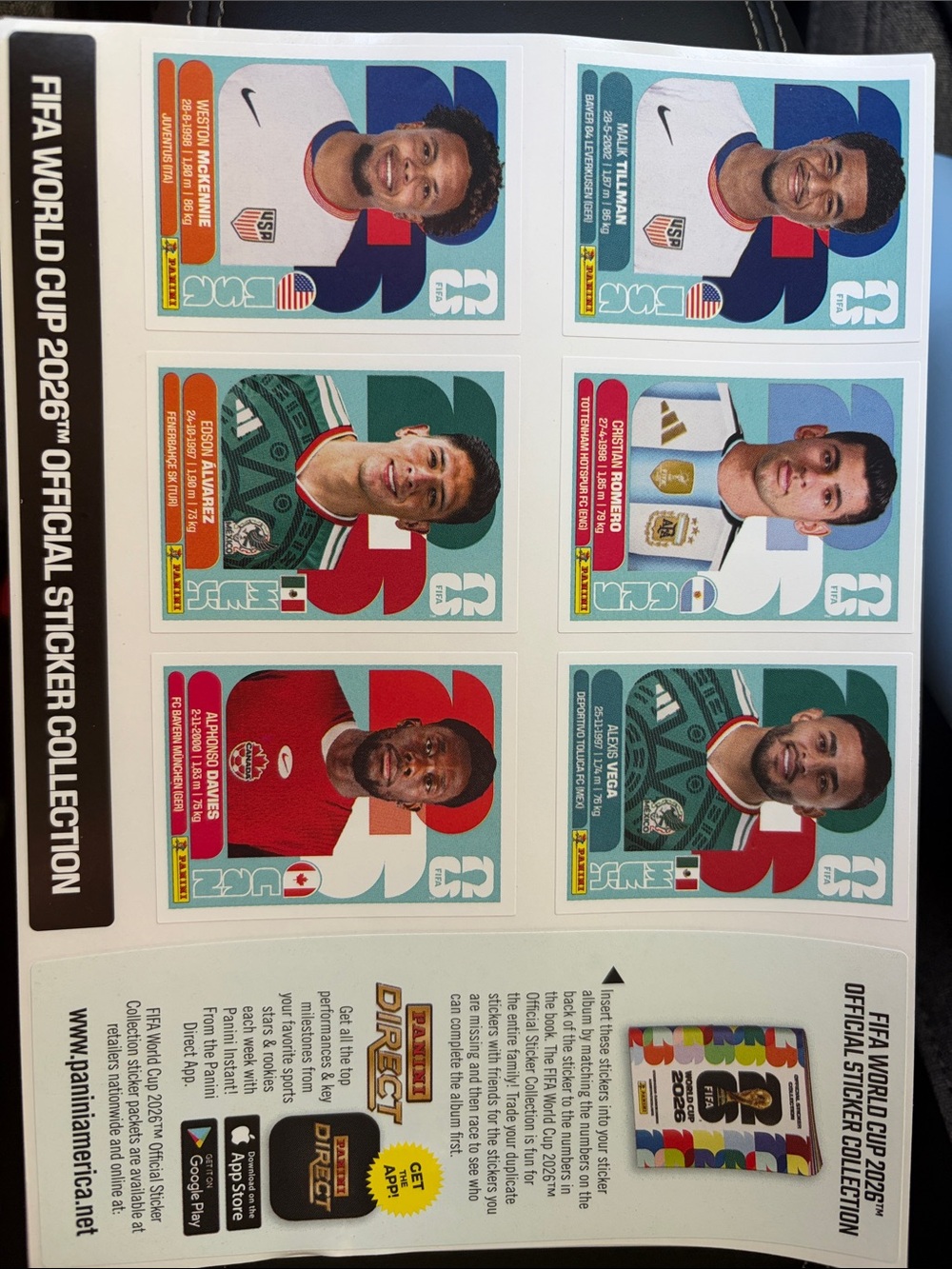 Panini FIFA World Cup 2026 Sticker Sheet - Teal, Red, Blue, White